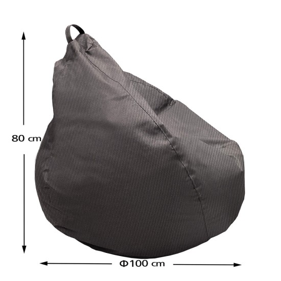 Πουφ Αχλάδι Πολυθρόνα | Αδιάβροχο | Φ100x80 | Γκρι Καραβόπανο