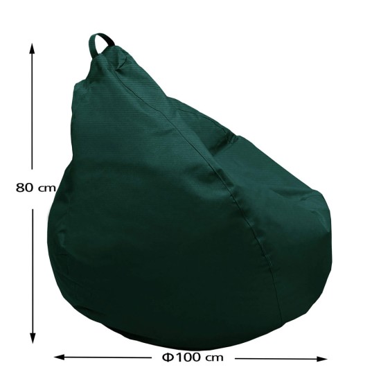 Πουφ Αχλάδι Πολυθρόνα | Αδιάβροχο | Φ100x80 | Πράσινο Καραβόπανο