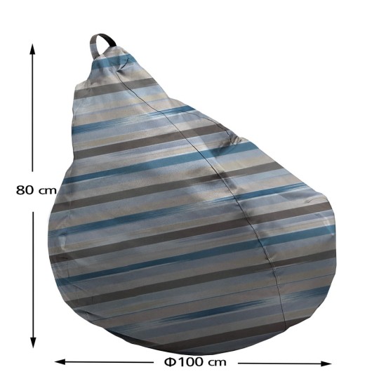 Πουφ Αχλάδι Πολυθρόνα | Αδιάβροχο | Φ100x80 | Ριγέ Τυρκουαζ Μπεζ Καραβόπανο