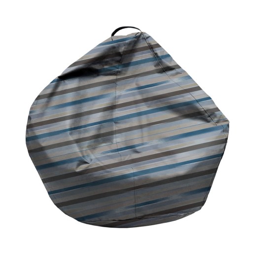 Πουφ Αχλάδι Πολυθρόνα | Αδιάβροχο | Φ100x80 | Ριγέ Τυρκουαζ Μπεζ Καραβόπανο