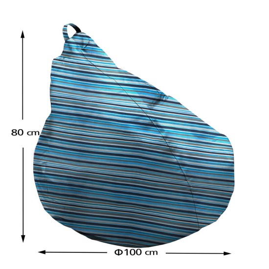 Πουφ Αχλάδι Πολυθρόνα | Αδιάβροχο | Φ100x80 | Ριγέ σιελ Καραβόπανο
