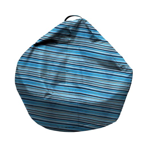 Πουφ Αχλάδι Πολυθρόνα | Αδιάβροχο | Φ100x80 | Ριγέ σιελ Καραβόπανο