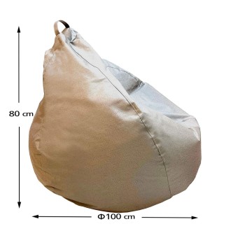 Pouf Pear slipper chair | Waterproof | Φ100x80 | Ecru Umbrella Fabric