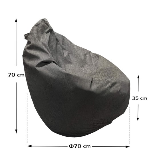 Πουφ Αχλάδι Μικρό | Αδιάβροχo | Φ70x70 | Γκρι Δερματίνη