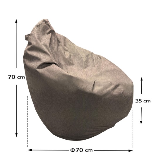 Πουφ Αχλάδι Μικρό | Αδιάβροχo | Φ70x70 | Ελεφαντί Δερματίνη