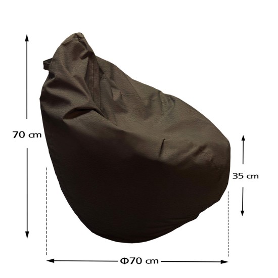 Πουφ Αχλάδι Μικρό | Αδιάβροχo | Φ70x70 | Καρυδί Δερματίνη