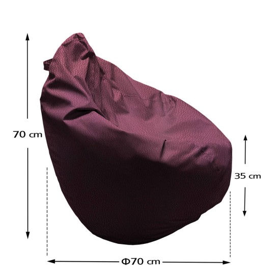 Πουφ Αχλάδι Μικρό | Αδιάβροχo | Φ70x70 | Καφέ Δερματίνη