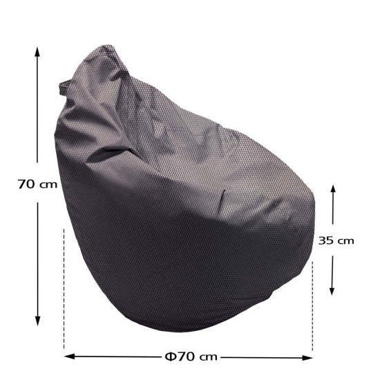 Πουφ Αχλάδι Μικρό | Αδιάβροχo | Φ70x70 | Γκρι Καραβόπανο