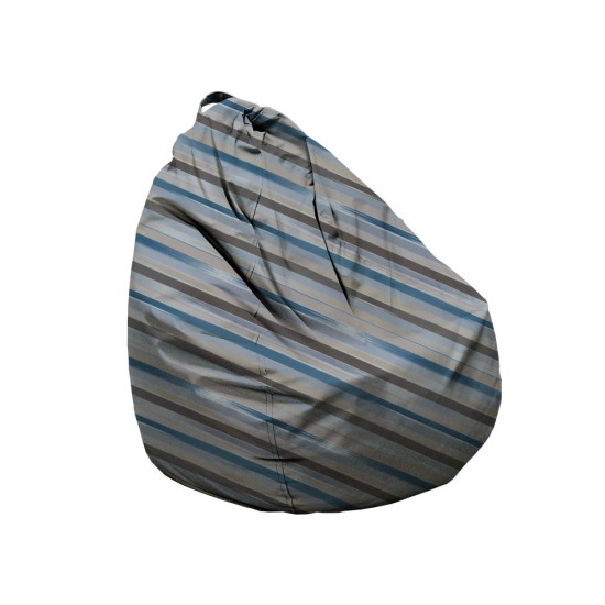 Πουφ Αχλάδι Μικρό | Αδιάβροχo | Φ70x70 | Ριγέ Τυρκουαζ Μπεζ Καραβόπανο