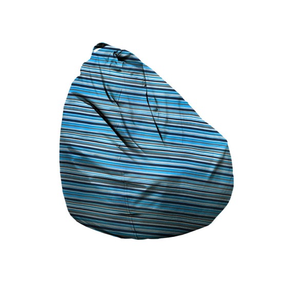 Πουφ Αχλάδι Μικρό | Αδιάβροχo | Φ70x70 | Ριγέ Σιέλ Καραβόπανο