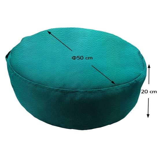 Πουφ Στρογγυλό | Αδιάβροχo | Φ50x20 | Πετρόλ Δερματίνη