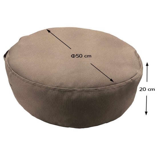 Πουφ Στρογγυλό | Αδιάβροχo | Φ50x20 | Μπεζ Καραβόπανο