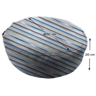 Πουφ Στρογγυλό | Αδιάβροχo | Φ50x20 | Ριγέ Τυρκουαζ Μπεζ Καραβόπανο