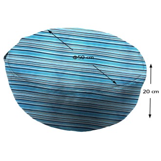 Πουφ Στρογγυλό | Αδιάβροχo | Φ50x20 | Ριγέ Σιέλ Καραβόπανο