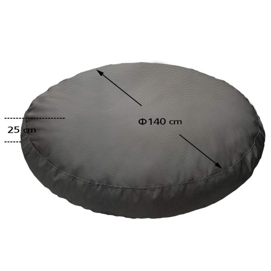 Πουφ Στρογγυλό | Αδιάβροχo | Φ140x25 | Γκρι Δερματίνη