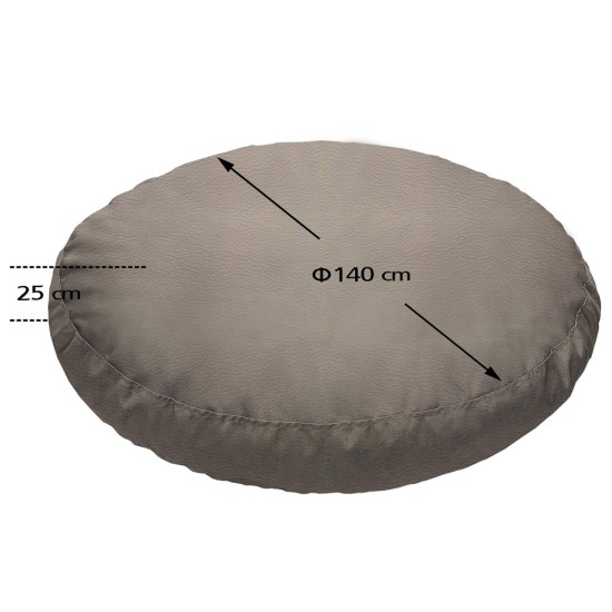 Πουφ Στρογγυλό | Αδιάβροχo | Φ140x25 | Ελεφαντί Δερματίνη