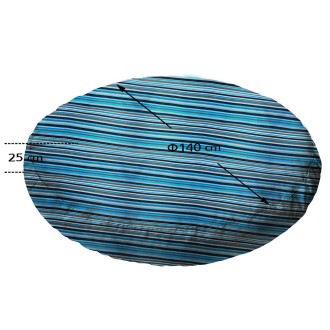 Πουφ Στρογγυλό | Αδιάβροχo | Φ140x25 | Ριγέ Σιέλ Καραβόπανο