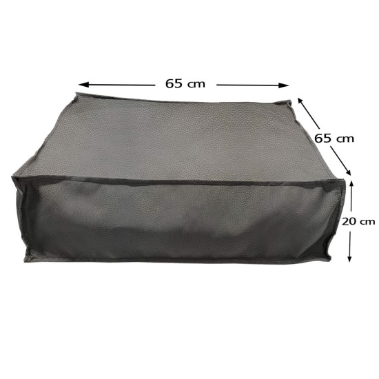 Πουφ Τετράγωνο| Αδιάβροχo | 65x65x20 | Γκρι Δερματίνη