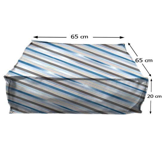 Πουφ Τετράγωνο| Αδιάβροχo | 65x65x20 | Ριγέ Τυρκουαζ Μπεζ Καραβόπανο