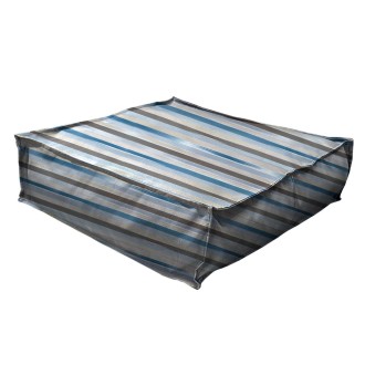 Πουφ Τετράγωνο| Αδιάβροχo | 65x65x20 | Ριγέ Τυρκουαζ Μπεζ Καραβόπανο