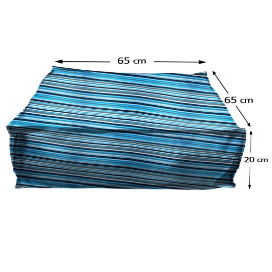 Πουφ Τετράγωνο| Αδιάβροχo | 65x65x20 | Ριγέ Σιέλ Καραβόπανο