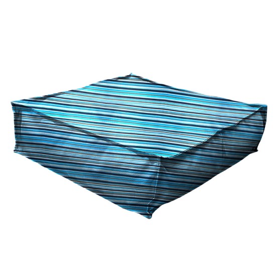 Πουφ Τετράγωνο| Αδιάβροχo | 65x65x20 | Ριγέ Σιέλ Καραβόπανο