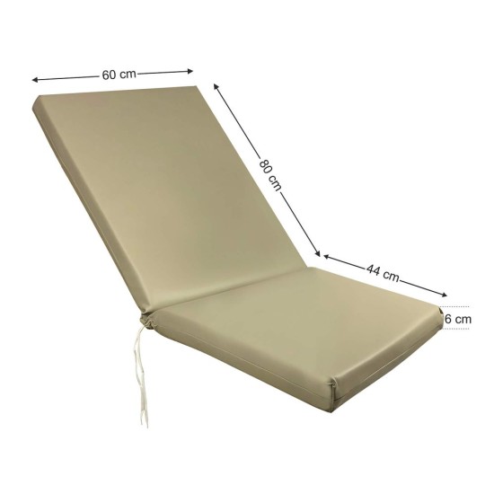 Στρώμα sezlong 124x60x6cm δερματίνη - γκρι ελεφαντί