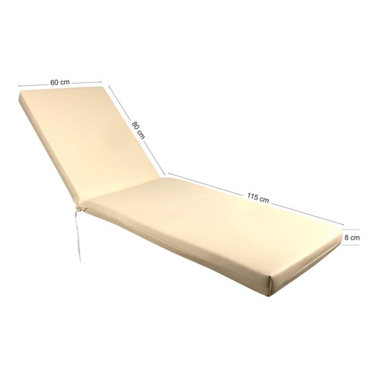 Sunbed mattress 195x60x8cm leatherette - sugar
