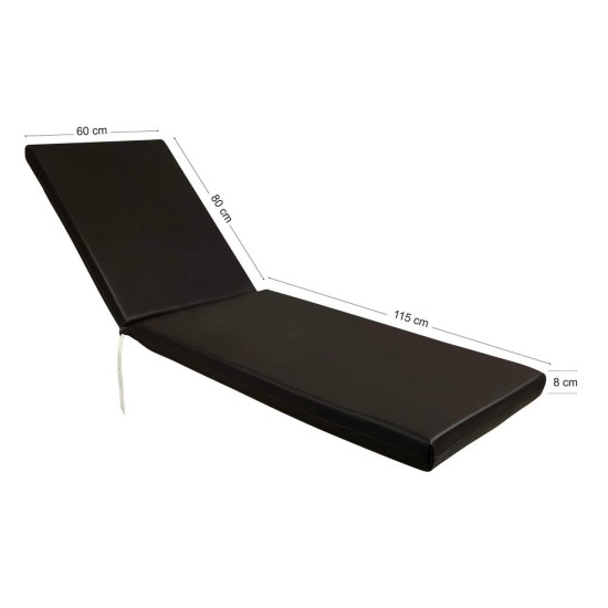 Στρώμα ξαπλώστρας 195x60x8cm δερματίνη - σκούρο καρυδί