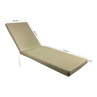 Sunbed mattress 195x60x8cm leatherette - grey ivory