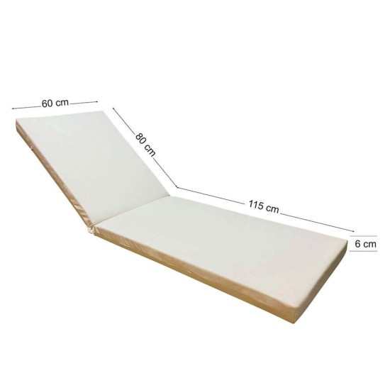 Στρώμα ξαπλώστρας 195x60x6cm εκρού ομπρελόπανο