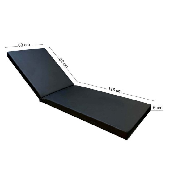 Στρώμα ξαπλώστρας 195x60x6cm μαύρο ομπρελόπανο