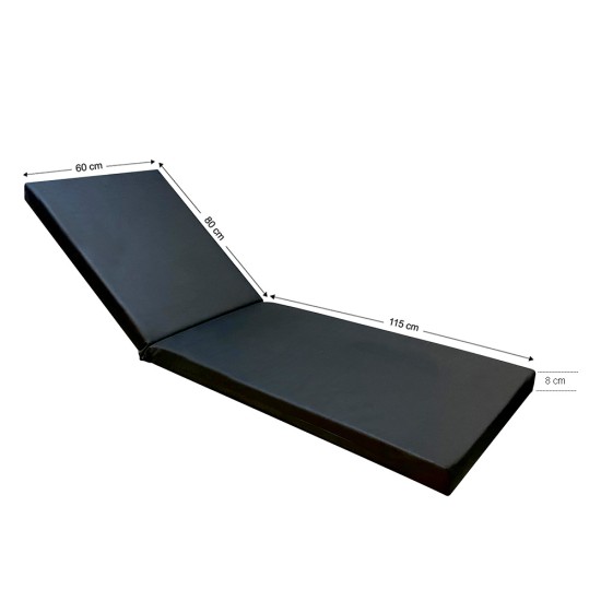 Στρώμα ξαπλώστρας 195x60x8cm μαύρο ομπρελόπανο