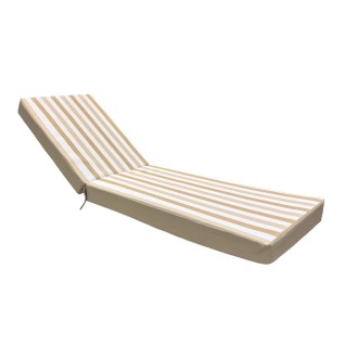 Sunbed Mattress 195x60x10cm 70108 Premium Leatherette Wide Stripe Beige / Off White