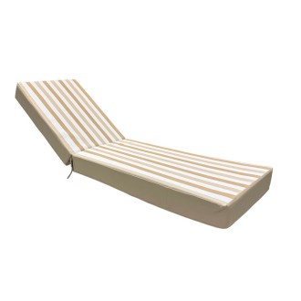 Sunbed Mattress 195x60x12cm 70109 Premium Leatherette Wide Stripe Beige / Off White