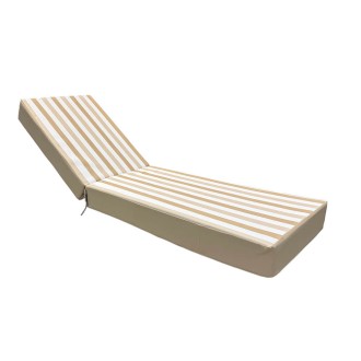 Sunbed Mattress 195x60x14cm 70110 Premium Leatherette Wide Stripe Beige / Off White