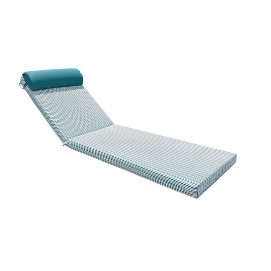 Στρώμα Ξαπλώστρας 195x60x6cm 70112 Premium Δερματίνη Ψιλόριγο Πετρόλ / Off White