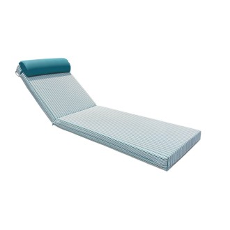 Sunbed Mattress 195x60x16cm 70117 Premium Leatherette Narrow Stripe Petrol / Off White