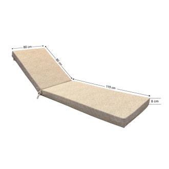 Sunbed Mattress 195x60x8cm 70131 Premium Leatherette Osaka Grey Squares