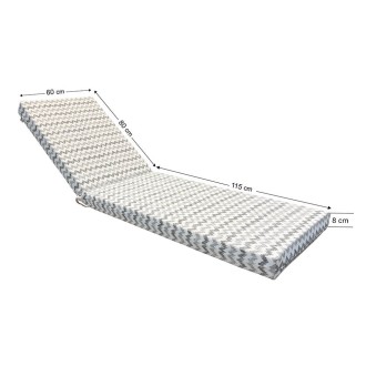 Sunbed Mattress 195x60x8cm 70137 Premium Leatherette Zig-Zag Grey / Black / Off White