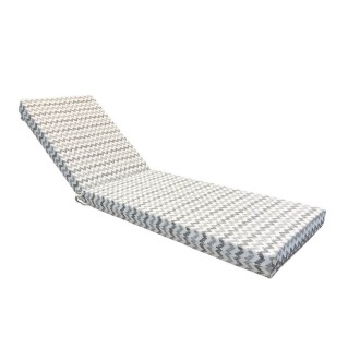 Sunbed Mattress 195x60x12cm 70139 Premium Leatherette Zig-Zag Grey / Black / Off White