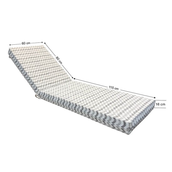 Στρώμα Ξαπλώστρας 195x60x16cm 70141 Premium Δερματίνη Ζιγκ-Ζαγκ Γκρι / Μαύρο / Off White