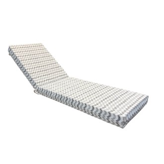 Sunbed Mattress 195x60x16cm 70141 Premium Leatherette Zig-Zag Grey / Black / Off White