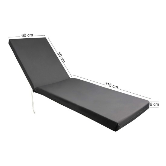 Sunbed mattress 195x60x6cm grey
