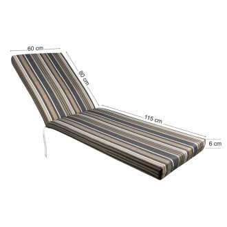 Sunbed mattress 195x60x6cm striped grey