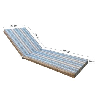 Deckchair mattress 195x60x8cm striped blue