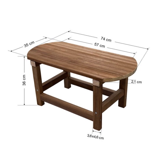 Ξύλινο τραπέζι παραλίας ή κήπου σε σχήμα οβάλ