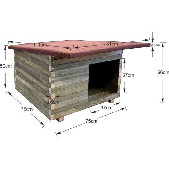 Ξύλινο σπιτάκι σκύλου Royal No2 - 75x75x66