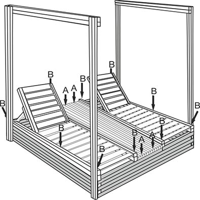 Συναρμολόγηση του κρεβατιού παραλίας με σκεπή Tesias Wooden Products - 05
